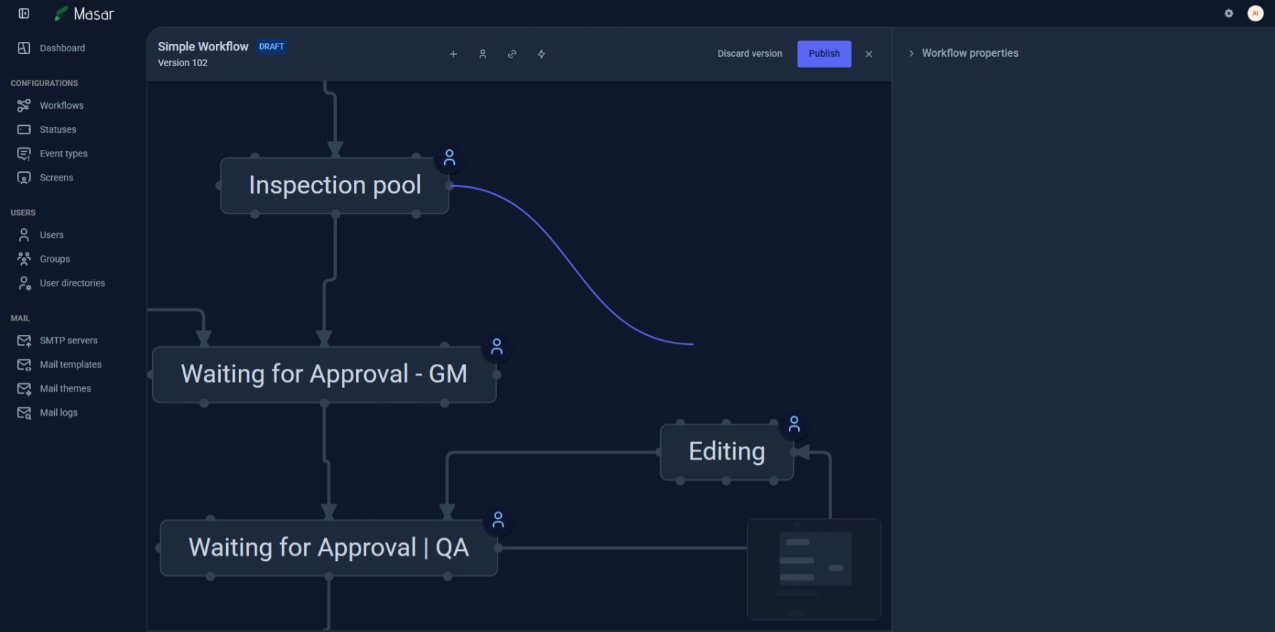 Post-function configuration for workflow automation